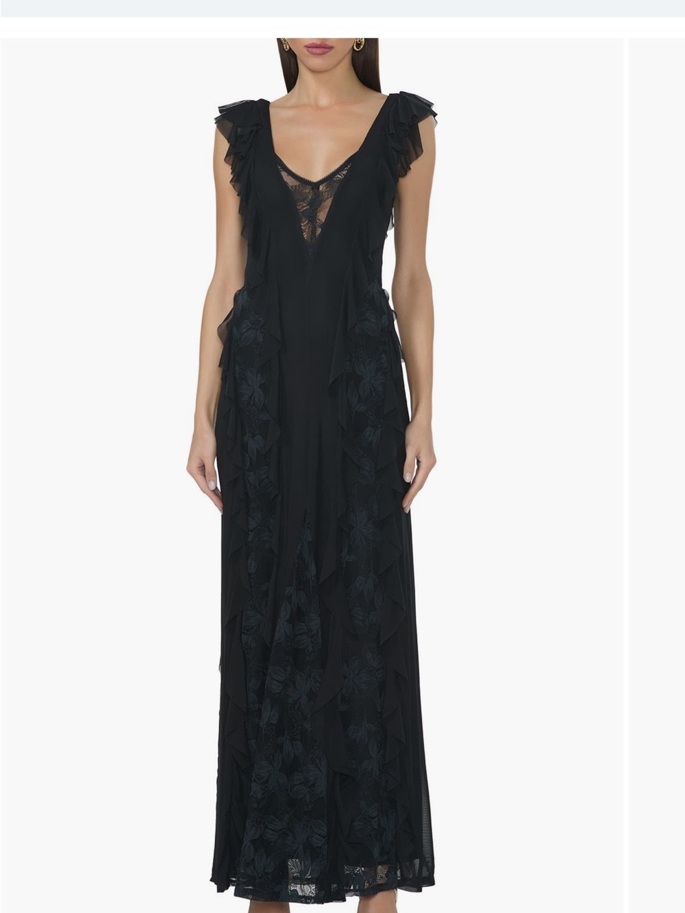 Black Lace-Trim Maxi Dress